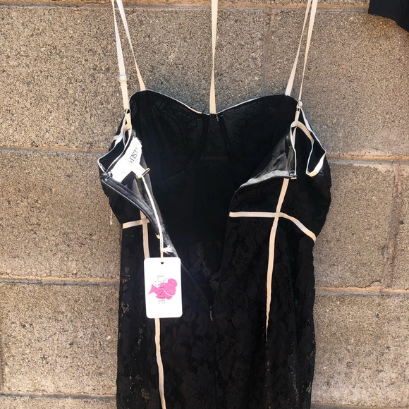 NWT LATISTE Sexy Black Lace Slip+ Undies Dress SZS - Picture 11 of 15